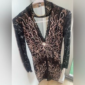 Dress painted by baccio couture, almost new with swaroski crystals